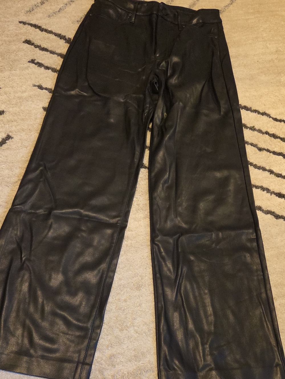 Express Black Wide-Leg Faux Leather Pants